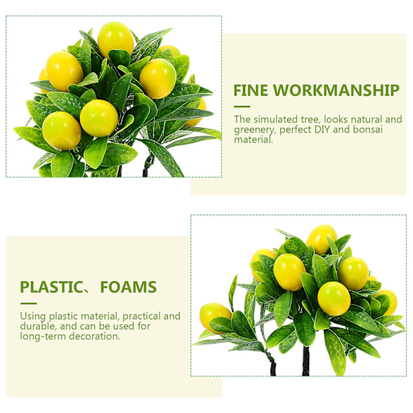 2 stk. Kunstig citrontræ dekorationer planter falsk bonsai potteplante citrus træ dekorativ potteplante falsk citron frugt