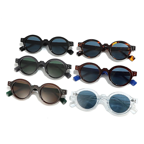 Pyöreät aurinkolasit Punk Shades UV400 Trendikkäät kirkkaat linssit Y2K-lasit Leopard