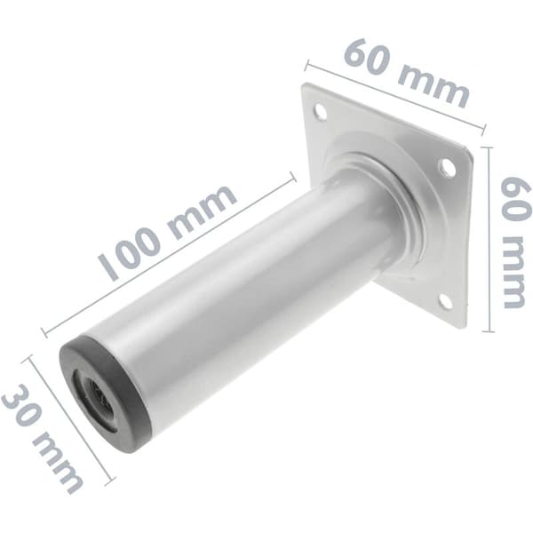 Runde bordben for møbler og skrivebord i grått stål 10cm 4-pakning