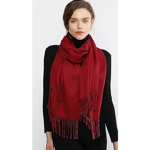 Damhalsdukar Pashminasjalar och omslag för bröllopssjalar för kvinnor Vinter(burgundy)