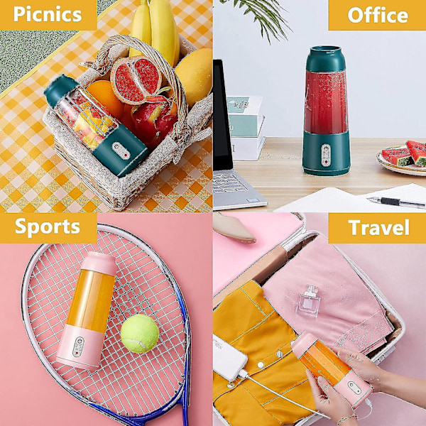 Usb bærbar elektrisk juicer, 300 ml mini mad milkshake multifunktionel juice cup maskine, 304 rustfrit stål og abs materiale, grøn