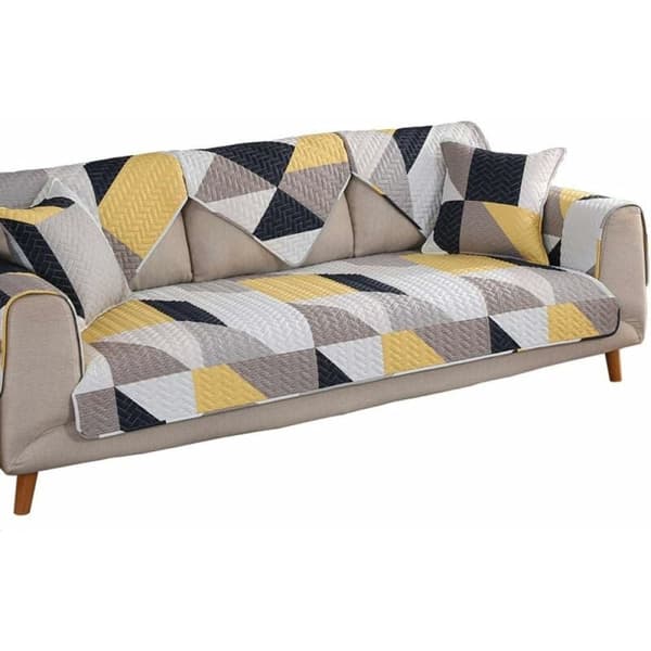 Segmenterad sofföverdrag för hörnsoffa, sofföverdrag för barn hund katt, geometriskt tryckt bomullssoffa triangel 110×180cm