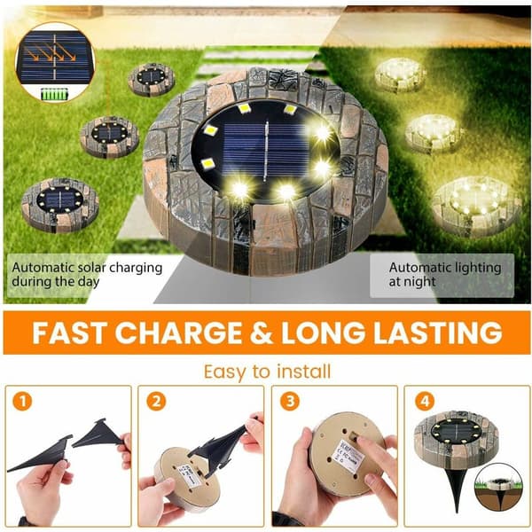 Solcellehagelys - 8 LED 3000K Varmhvit IP65 Vanntett