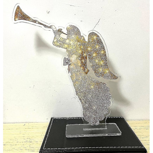 Ljusängel med trumpet, juldekoration, LED-utomhusprydnad