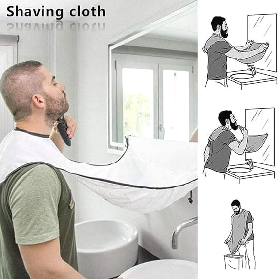 Portable Beard Catcher with Suction Cups - Beard Trimming Apron - Gift for Men, Father, Husband - White