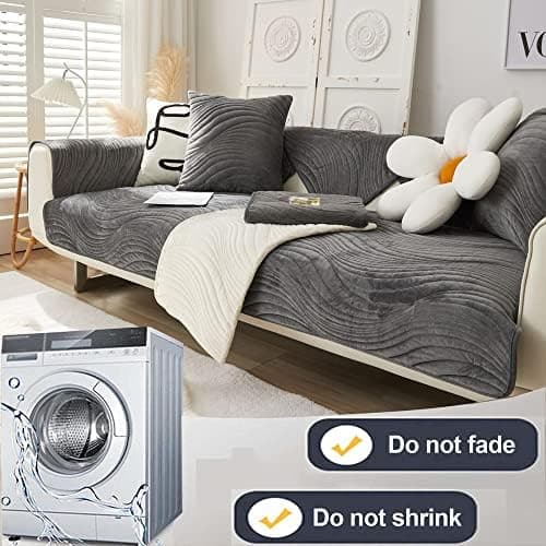 Sofatrekk, L-formet/U-formet/hjørnesofa 3/2/1-seter, sofatrekk, varmt, supermykt, fløyel sofatrekk-pledd mørkegrå 70*70cm Dark Gray