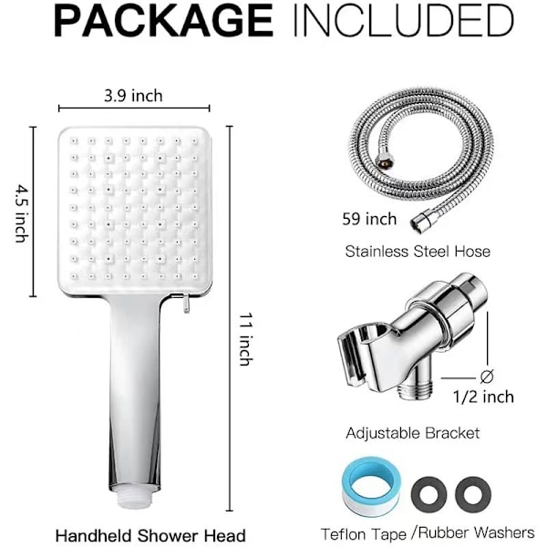 High Pressure Shower Head with Handheld, 6 Spray Modes/Settings Detachable Shower Head with Stretchable Stainless Steel Hose