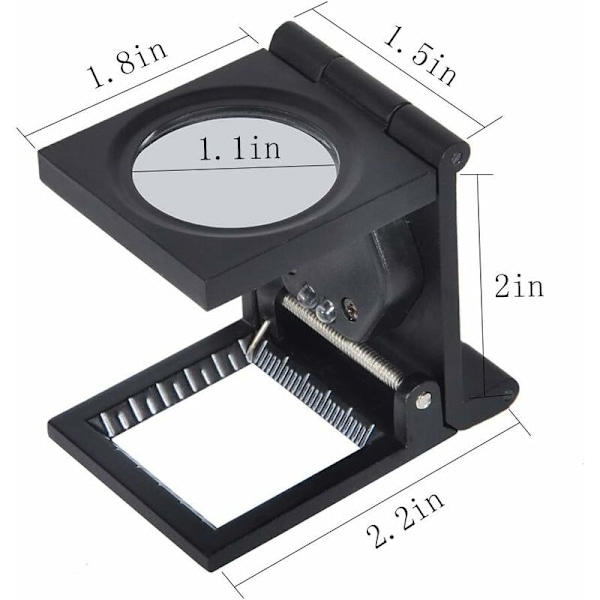10x Trådtælleluppe - Foldbar LED-stof- og smykkeluppe