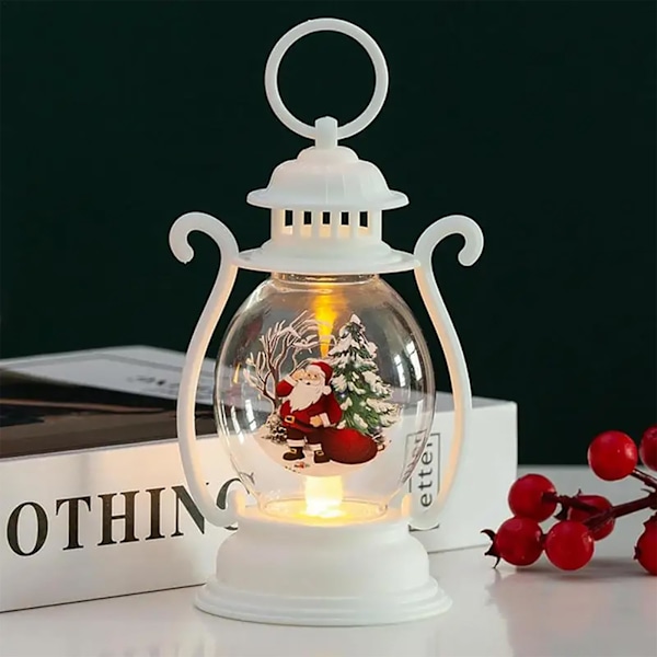 2 st 6.37'' Jul LED-lyktor, Julnattlampa, Retro Hästlykta Nattlampa, Hängande Dekorationer Jultomten