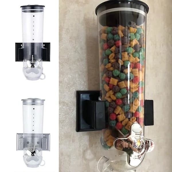 Vægmonteret Cereal Dispenser ABS Tørfødevarebeholder til Køkkensnacks Havre Ris Sølv 31 x 16 cm Silver