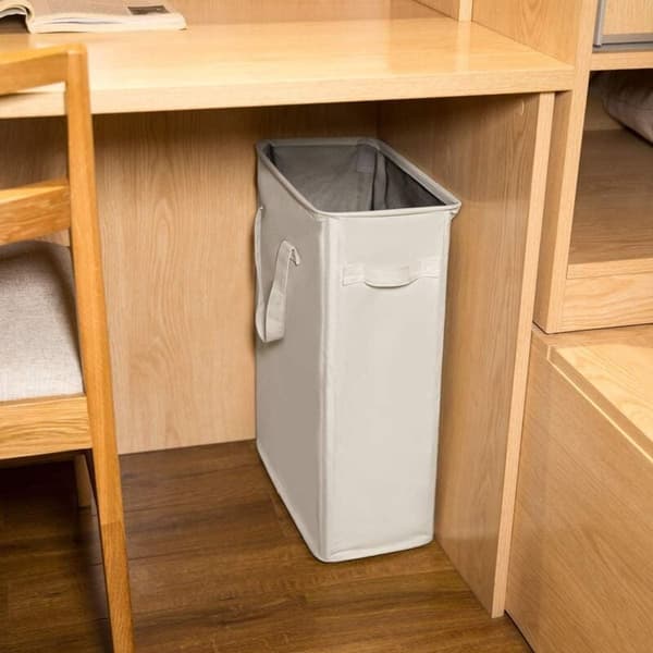 Lang Sammenleggbar Vaskekurv med Håndtak 45L Beige