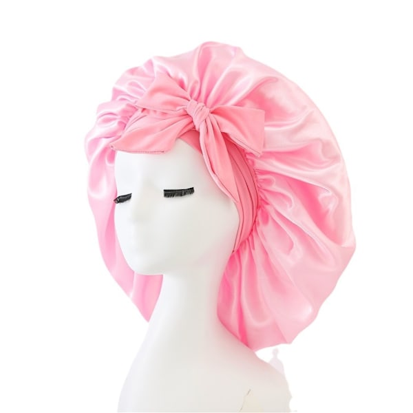 Silke Bonnet til at sove Satin Hår Bonnet justerbar Bonnet Pink Bonnets Sleep Bonnet til kvinder Piger Nat bonnets til