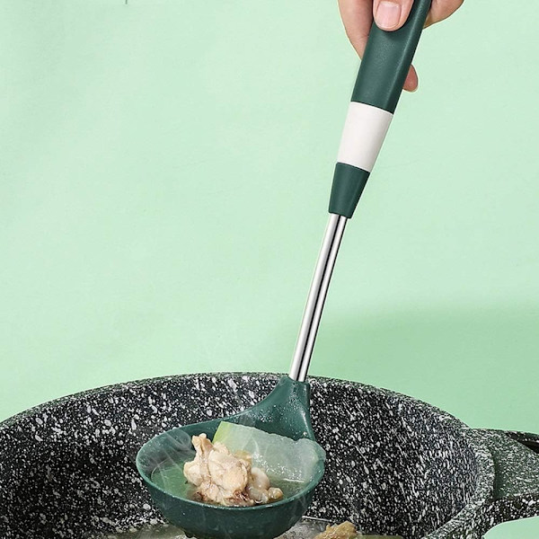 Højtemperaturbestandig silikonesuppe ske køkken non-stick lang håndtag suppe ske husholdningsske