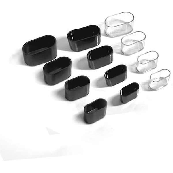 Stolebenssokker i silikone - Møbelfødder - Beskyttelse mod ridser på gulvet - 8-24 stk. - blank sort/24 stk. 25x50 mm