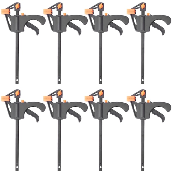 Plastic F Clamps Set 8-piece, 100mm 4 Inch Bar F Clamps Clip Grip Quick Ratchet Release Woodworking