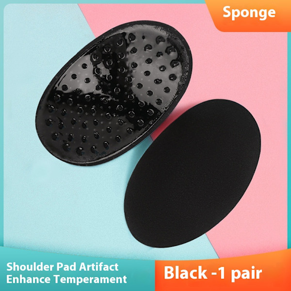 A pair of black Shoulder Pads for Womens Clothing, Anti-Slip Shoulder Push-Up Pads Invisible Breathable Shoulder