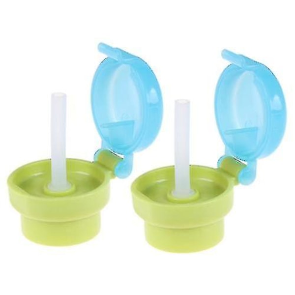 2pcs Cj07205 Baby Straw Lids Children Portable Bottled Drink Straw Lids (green)