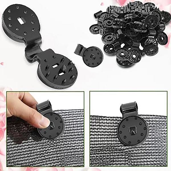 10 stk. Skyggeklud Heavy Duty Lock Grip, Skyggekludsklips, Runde sorte plastikklips til vindsikre markiser, hegnnet