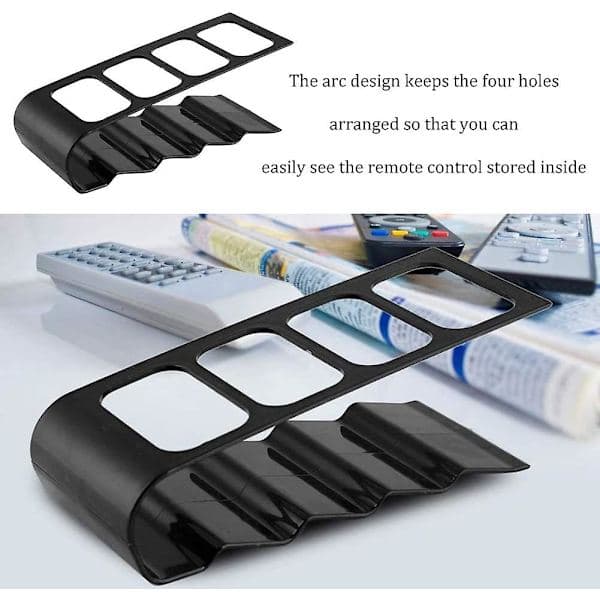 Remote Control Storage Box with 4 Compartments, Black Acrylic, Remote Control Holder