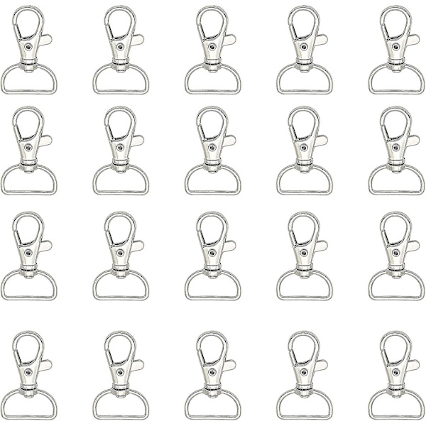 20 st DIY handroterande nyckelring D-ring prydnadstillbehör (silver)