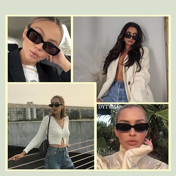 Rectangular Sunglasses for Women Men Trendy Y2k Retro 90s Sunglasses UV400 Protection Cool Square Frames