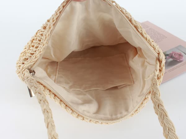 Kvinnors lilla halmvävda crossbody-väska handväska plånbok