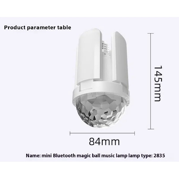 Vit Mini Bluetooth Magic Ball Music Light för sovrum, vardagsrum och hemmabio (14,5 * 8,4 * 8,4 cm 24V)