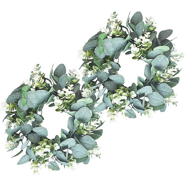 2 Pack Grön Eucalyptus Krans Rund Krans Konstgjord Krans Gårdshus Krans För Dörr Vägg Fönster