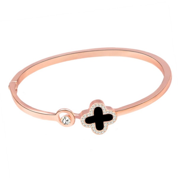 Armband med fyrklöver i roséguldpläterad legering, lyckoarmband med 4 klöverblad i legering, accessoar 0.1