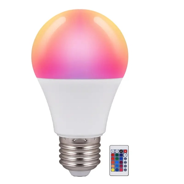 Farverig RGB-lyspære, 16 farver LED-fjernbetjening lyspære, internet rød fotodæmpning atmosfære lyspære