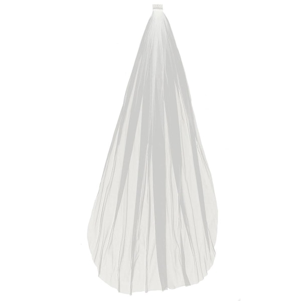 Enkel lång elegant enkelsidig bröllopsslöja brudslöjor med kam bröllopsaccessoarer (beige, 0,8 meter)