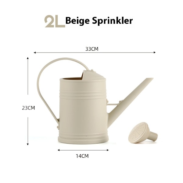 Beige Vannkanne Innendørs Planter, 2 L Stål Vannkanne Potte med Lang Tute for Innendørs Planter Bonsai Utendørs