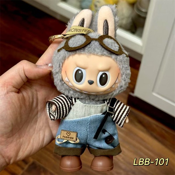 Labubu Modesæt - Outfit til 15/17cm Plysdukker, V1 V2 Stropper Bukser LBB-101