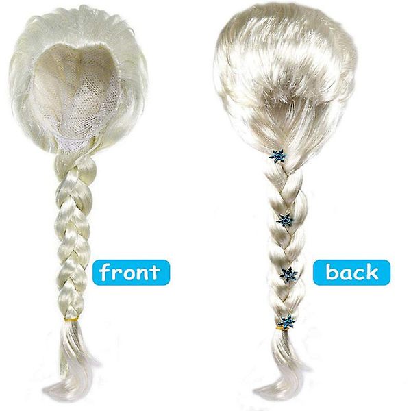 Elsa Princess Klänning Kläder Cosplay Klä Ut Handskar Trollstav Krona Smyckesset Elsa Peruk Halsband Fläta