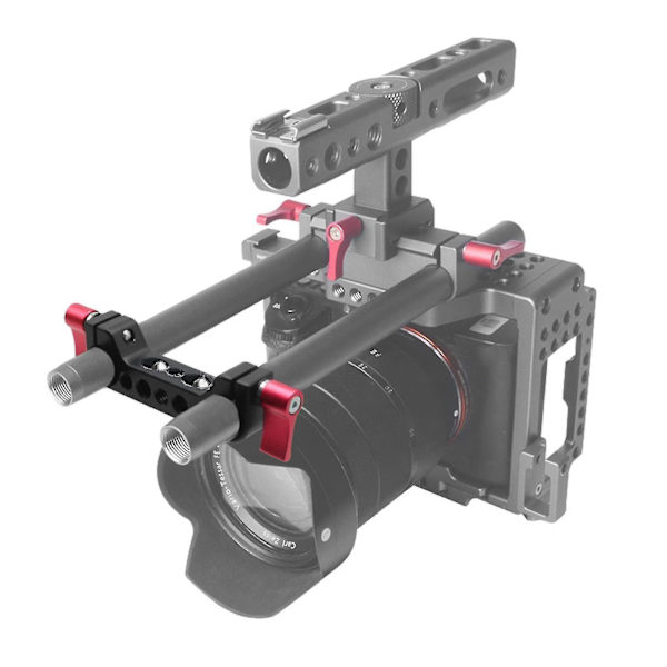 15 mm dubbelhålsrörklämma skena anslutning Slr kamera parallell dubbelhåls multifunktionsrörklämma för Dslr kamerarigg (färg: röd)