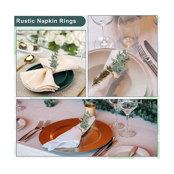 Servietringe 12 Rustikke Eukalyptus Træ Servietringe Boho Blad Træperle Landlig Servietring Hol