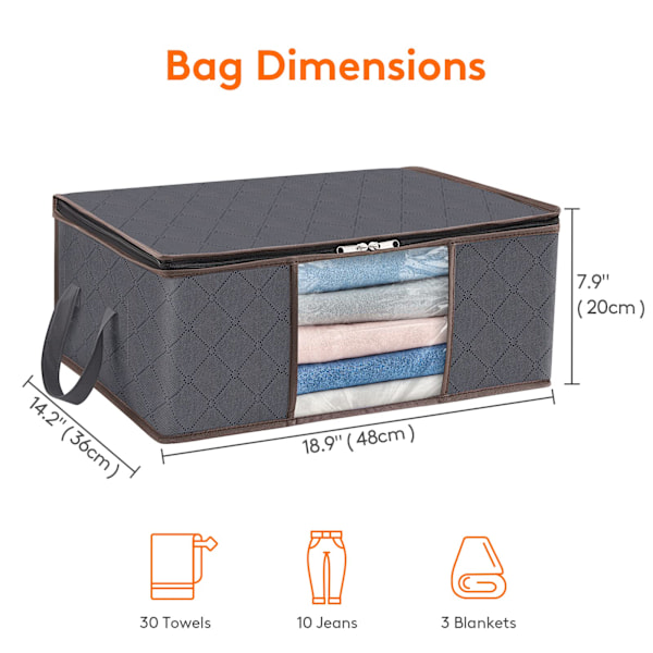 3-pack 35L Förvaringsväskor - Vikbara med lock, för kläder, täcken & under sängen