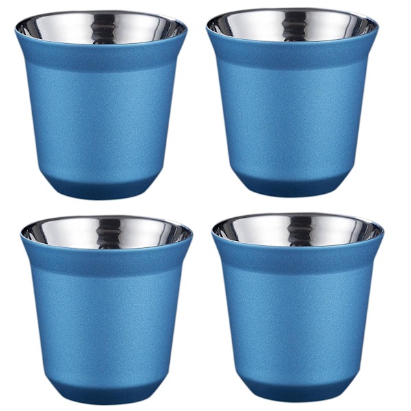 4x, 80ml Dobbelt Væg Rustfrit Stål Espresso Kop Isolering Til Pixie Kaffe Kop Kapsel Form Cof