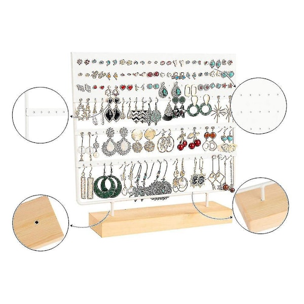 Øreringsstativ Display Stativ 3-lags Ørestik Holder Smykke Organizer Ørestik Øreringsholder 144 Huller Med Træbase Stativ Display Stativ Til Kvinder Pige