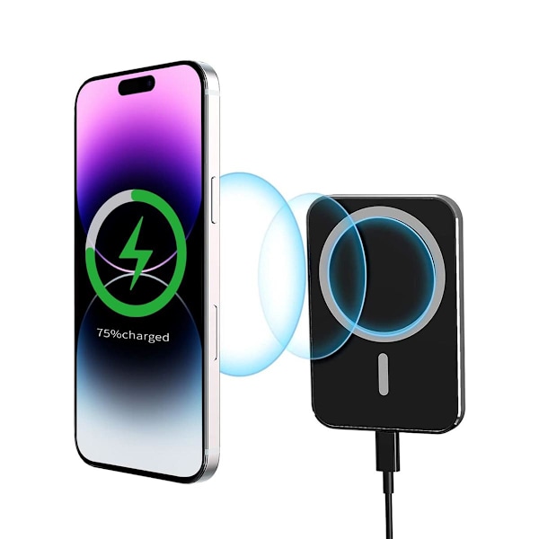 Magnetisk Bilholder med Trådløs Opladning 15W - Sort Black Svart