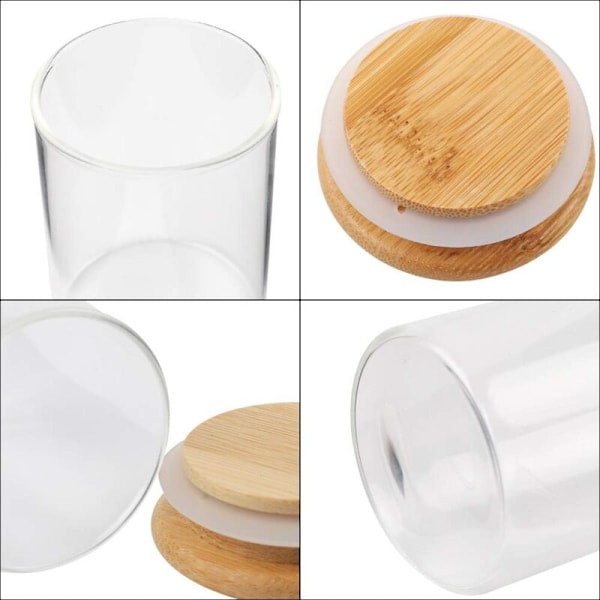 12-pack Kryddburkar Förvaring Glasburkar 120ml med Trälock Högkvalitativ Bambu för Förvaring av Te, Örter och Kryddor