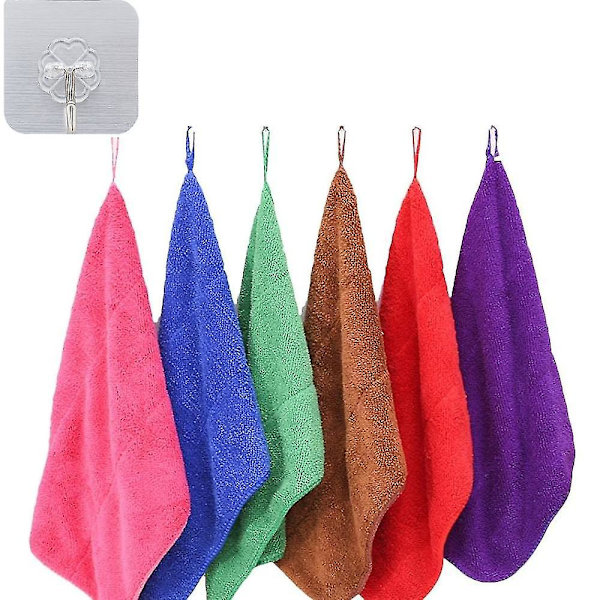 (40 X 30 X 0,2cm, Koukuilla) 6kpl Ripustettavat Käsipyyhkeet Koralli Mikrokuitu Fleece Käsipyyhkeet Keittiöön
