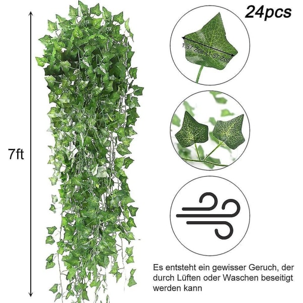 Pakke med 24 Ivy Girlander 2,1 M, Kunstig Ivy Dekoration, Kunstige Planter, Ivy Kunstig Hængende