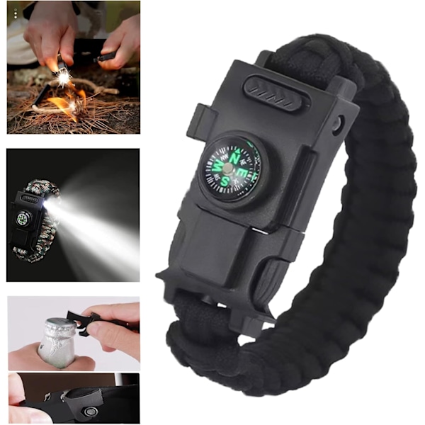 Multifunksjonelt armbåndskompass Paracord armbånd Overlevelsesarmbånd