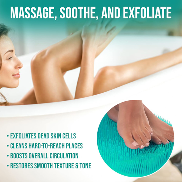 Duschfotmassageskrubbmatta: Fotskrubb för användning i duschen med halkfria sugkoppar rengör - exfolierar