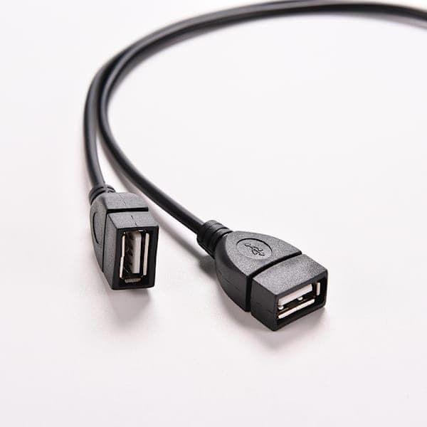 USB 2.0 A hann til 2 doble USB hunn Y-splitterhubb strøm C svart 1 stk