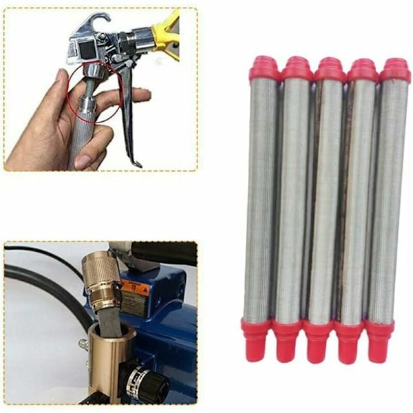 5-pak Mesh Filter til Wagner Airless Sprøjte, 304 Rustfrit Stål, Rød, 10310.5mm