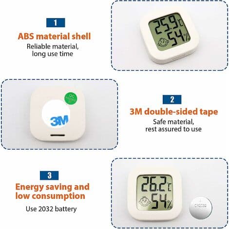 3-delt digitalt indendørs termometer hygrometer fugtighed temperatur LCD-display Bluetooth-sensor trådløst termometer til hjemmet, kontoret, digital
