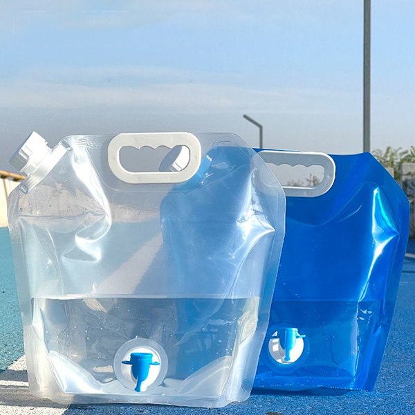 2-PACK 10L Hopfällbar Portabel Vattendunk med Kran (Blå+Vit)