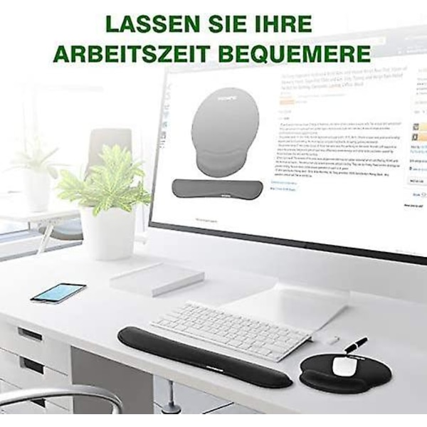 Musmatta, ergonomiskt handledsstödset, handledsstöd för tangentbord och mus med minnesskum, halkfri